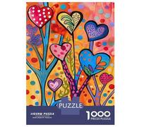 Rompecabezas De 1000 Piezas para Adolescentes Colorful Heart Tree Art Print Rompecabezas para Adultos Juego Práctico Decoración Gran Regalo para Jugar 52x38cm/1000pcs