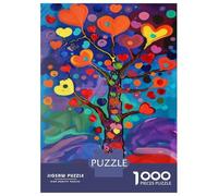 Rompecabezas De 1000 Piezas para Adolescentes Colorful Heart Tree Painting Rompecabezas para Adultos Juguete Decoración De Pared Decoración Perfecta Regalos Y Cumpleaños Únicos 52x38cm/1000pcs