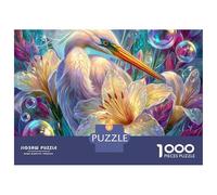 Rompecabezas De 1000 Piezas para Adolescentes Colorful Heron with Flowers Rompecabezas para Adultos Juguetes DIY Alivio del Estrés Oferta como Regalos para Toda La Familia 70x50cm/1000pcs