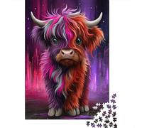 Rompecabezas De 1000 Piezas para Adolescentes Colorful Highland Cow Art Print Rompecabezas para Adultos Juego Práctico Arte De Pared Oferta como Regalos para Toda La Familia 52x38cm/1000pcs