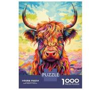Rompecabezas De 1000 Piezas para Adolescentes Colorful Highland Cow Rompecabezas para Adultos Juegos Relajantes Decoración Desafío Educativo 38x26cm/1000pcs