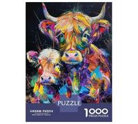 Rompecabezas De 1000 Piezas para Adolescentes Colorful Highland Cows Rompecabezas para Adultos Juegos Familiares Decoración De Pared Regalos Y Cumpleaños Únicos 38x26cm/1000pcs