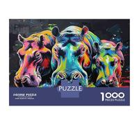 Rompecabezas De 1000 Piezas para Adolescentes Colorful Hippo Wall Art Print Rompecabezas Juegos Relajantes Decoración De Pared Regalos para Amigos Y Familiares 52x38cm/1000pcs