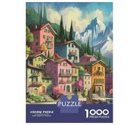 Rompecabezas De 1000 Piezas para Adolescentes Colorful Lake como Village Rompecabezas para Adultos Juegos Divertidos Desafío Educativo De Análisis Y Lógica 52x38cm/1000pcs