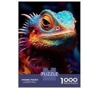 Rompecabezas De 1000 Piezas para Adolescentes Colorful Lizard Art Print Rompecabezas Juegos Divertidos para La Diversión Familiar Oferta como Regalos para Toda La Familia 52x38cm/1000pcs