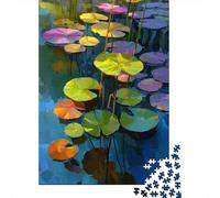 Rompecabezas De 1000 Piezas para Adolescentes Colorful Lotus Leaves Pond Rompecabezas para Adultos Juego Práctico Mejora La Memoria Regalo De Cumpleaños, Regalos, 70x50cm/1000pcs