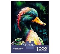Rompecabezas De 1000 Piezas para Adolescentes Colorful Mallard Duck Portrait Rompecabezas para Adultos Juegos Relajantes Mejora La Memoria Ayuda A Ejercitar El Cerebro 38x26cm/1000pcs