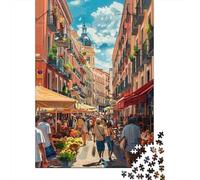 Rompecabezas De 1000 Piezas para Adolescentes Colorful Market Street Scene -2 Rompecabezas para Adultos Juegos De Relajación Decoración del Hogar Desafío Educativo 70x50cm/1000pcs