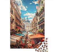 Rompecabezas De 1000 Piezas para Adolescentes Colorful Market Street Scene Rompecabezas para Adultos Juegos Divertidos Decoración Ayuda A Ejercitar El Cerebro 52x38cm/1000pcs
