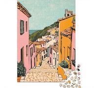Rompecabezas De 1000 Piezas para Adolescentes Colorful Mediterranean Village Scene Rompecabezas Juegos Divertidos Desafío Difícil Cumpleaños Y Navidad 70x50cm/1000pcs