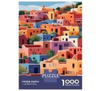 Rompecabezas De 1000 Piezas Para Adolescentes Colorful Mexican Village Minimalist Art Illustration Rompecabezas Para Adultos Juego Práctico Regalos Para Mujeres Regalos Para Amigos Y Familiares 70x50c