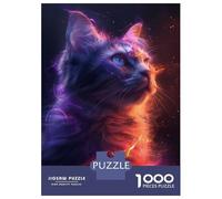 Rompecabezas De 1000 Piezas para Adolescentes Colorful Neon Cat Rompecabezas para Adultos Juguete Decoración De Pared Decoración De Pared Juego Desafiante Regalos 52x38cm/1000pcs