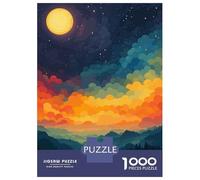 Rompecabezas De 1000 Piezas para Adolescentes Colorful Night Landscape with Moon Rompecabezas para Adolescentes Juego De Ingenio Mejora La Memoria Diversión En Casa Actividades, 70x50cm/1000pcs