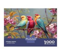 Rompecabezas De 1000 Piezas para Adolescentes Colorful Parrots on Blossom Branch Rompecabezas para Adultos Juguetes De Bricolaje Difícil Difícil Diversión En El Hogar Actividades, 38x26cm/1000pcs
