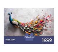 Rompecabezas De 1000 Piezas para Adolescentes Colorful Peacock Painting Rompecabezas para Adultos Juegos Relajantes Ensamblaje De Patrones Regalos De Cumpleaños Y Únicos 38x26cm/1000pcs