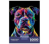 Rompecabezas De 1000 Piezas para Adolescentes Colorful Pitbull Dog Pit Bull Rompecabezas para Adultos Juegos Divertidos Decoración Cumpleaños, Navidad 70x50cm/1000pcs