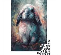 Rompecabezas De 1000 Piezas para Adolescentes Colorful Rabbit Art Print Rompecabezas Juegos Divertidos Desafío Difícil Cumpleaños Y Navidad 38x26cm/1000pcs