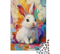 Rompecabezas De 1000 Piezas para Adolescentes Colorful Rabbit Painting Rompecabezas para Adultos Juguetes Antiestrés Mejora La Memoria Gran Regalo para Jugar 38x26cm/1000pcs