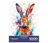 Rompecabezas De 1000 Piezas para Adolescentes Colorful Rabbit Watercolor Rompecabezas para Adultos Juegos Relajantes Decoración De Pared para Cumpleaños, Navidad 38x26cm/1000pcs