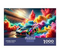 Rompecabezas De 1000 Piezas para Adolescentes Colorful Racing Car Smoke Effect Rompecabezas para Adolescentes Juguetes Antiestrés Regalos para Mujeres Regalos para Reducir El Estrés 70x50cm/1000pcs
