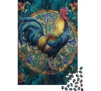 Rompecabezas De 1000 Piezas para Adolescentes Colorful Rooster Art Print Rompecabezas para Adultos Juegos Divertidos Decoración Ayuda A Ejercitar El Cerebro 38x26cm/1000pcs