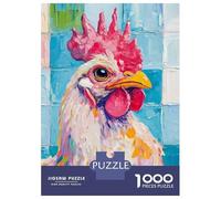 Rompecabezas De 1000 Piezas para Adolescentes Colorful Rooster Portrait Rompecabezas para Adolescentes Juguetes Antiestrés Regalos para Mujeres Regalos para Reducir El Estrés 38x26cm/1000pcs