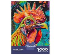Rompecabezas De 1000 Piezas para Adolescentes Colorful Rooster Portrait Rompecabezas para Adultos Juego Práctico Ensamblaje De Patrones Regalo De Cumpleaños, Regalos, 52x38cm/1000pcs
