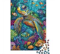 Rompecabezas De 1000 Piezas para Adolescentes Colorful Sea Turtle Art Print Rompecabezas para Adultos Juegos Relajantes Decoración Interacción Entre Padres E Hijos 52x38cm/1000pcs