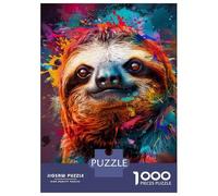 Rompecabezas De 1000 Piezas para Adolescentes Colorful Sloth Wall Art Print Rompecabezas para Adultos Juguetes De Bricolaje Montaje De Patrones Ayuda A Ejercitar El Cerebro 70x50cm/1000pcs