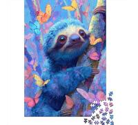 Rompecabezas De 1000 Piezas para Adolescentes Colorful Sloth with Butterflies Rompecabezas para Adultos Juegos De Relajación Decoración del Hogar Desafío Educativo 38x26cm/1000pcs