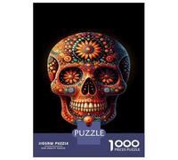 Rompecabezas De 1000 Piezas para Adolescentes Colorful Sugar Skull Art Print Rompecabezas para Adultos Juguetes Antiestrés Mejora La Memoria Gran Regalo para Jugar 38x26cm/1000pcs