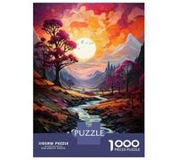 Rompecabezas De 1000 Piezas para Adolescentes Colorful Sunset Landscape with River Rompecabezas para Adultos Juguetes De Bricolaje Montaje De Patrones Ayuda A Ejercitar El Cerebro 52x38cm/1000pcs