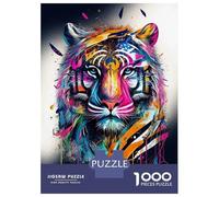 Rompecabezas De 1000 Piezas para Adolescentes Colorful Tiger Animals Rompecabezas para Adultos Juego Práctico Mejora La Memoria Regalo De Cumpleaños, Regalos, 52x38cm/1000pcs