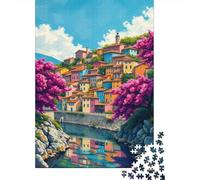 Rompecabezas De 1000 Piezas para Adolescentes Colorful Village Reflections Rompecabezas para Adultos Juego Familiar Análisis Y Lógica Actividades Divertidas En Casa 52x38cm/1000pcs