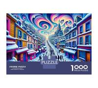 Rompecabezas De 1000 Piezas para Adolescentes Colorful Winter Wonderland Street Scene Rompecabezas para Adultos Juegos Relajantes Ensamblaje De Patrones Regalos De Cumpleaños Y Únicos 38x26cm/1000pcs