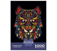Rompecabezas De 1000 Piezas para Adolescentes Colorful Wolf Head Art Print Rompecabezas para Adultos Juguete Decoración De Pared Desafío Difícil Desafiante De Completar 38x26cm/1000pcs