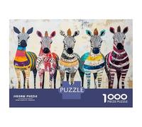 Rompecabezas De 1000 Piezas para Adolescentes Colorful Zebras Art Print-2 Rompecabezas para Adultos Juegos Relajantes Regalos para Mujeres Interacción Entre Padres E Hijos 52x38cm/1000pcs