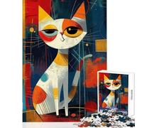 Rompecabezas de 1000 Piezas para Adolescentes Colorido con diseño de Gato en un Mundo de ensueño Divertido de Corte preciso Ideal para la decoración del hogar y como Regalo para Reducir el estrés