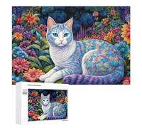 Rompecabezas de 1000 piezas para adolescentes, colorido diseño de gato de fantasía, para jardín, decoración de pared, difícil, duro, único, regalos de cumpleaños y Navidad, 1000 piezas