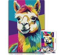 Rompecabezas de 1000 Piezas para Adolescentes, Colorido Retrato de Alpaca Pop Art, Tranquilo, Divertido, para el Tiempo Libre, Ajustado, sin Costuras, Juguete de precisión, tamaño 50x75cm