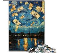 Rompecabezas de 1000 Piezas para Adolescentes, con Billetes de dólar y Cielo Nocturno Antiestrés con Piezas aleatorias y Totalmente entrelazables para niños de 14 años 26x38cm