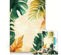 Rompecabezas de 1000 piezas para adolescentes con borde de hojas tropicales, diseño artístico de corte preciso, juego cognitivo, regalo para momentos de juego tranquilos, decoración navideña (38x52cm)