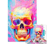 Rompecabezas de 1000 Piezas para Adolescentes con Calavera Hippie de Colores Un Reto para completar Juegos educativos y relajantes para niños de 14 años en adelante (38x26cm)