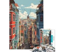 Rompecabezas de 1000 Piezas para Adolescentes con Coloridas Vistas de Las Calles de Estambul Ayuda a ejercitar el Cerebro Juego Educativo y Divertido para Toda la Familia a Partir de 14 años 50x75cm