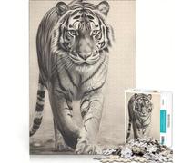 Rompecabezas de 1000 Piezas para Adolescentes con Dibujo de Tigre a lápiz Juego Imposible interacción Entre Padres e Hijos Regalo de Juego desafiante 50x75cm
