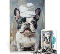 Rompecabezas de 1000 Piezas para Adolescentes con Dije de Bulldog vendado,Corte preciso,Rompecabezas de lógica,Juego para Pasar el Tiempo,Regalo Tranquilo de Navidad (38x26cm)