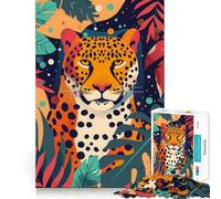 Rompecabezas de 1000 Piezas para Adolescentes con diseño Abstracto de Guepardo,Corte Fino y Plano Juego de concentración Regalo Ideal para Relajarse y divertirse en Navidad (38x52cm)