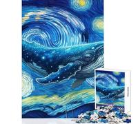 Rompecabezas de 1000 Piezas para Adolescentes con diseño de Ballena y la Noche Estrellada Juego Educativo con un desafío difícil Juguetes de Bricolaje únicos para cumpleaños y Regalos (38x52cm)