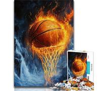 Rompecabezas de 1000 Piezas para Adolescentes, con diseño de Baloncesto en Llamas, para Adultos, Ideal para aliviar el estrés y Pasar el rato Entre Padres e Hijos (tamaño 75x50cm)