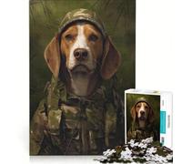 Rompecabezas de 1000 Piezas para Adolescentes con diseño de Beagle y Chaqueta de Camuflaje, Ideal para Relajarse y para una Carrera de Velocidad con Las Manos cumpleaños y Navidad